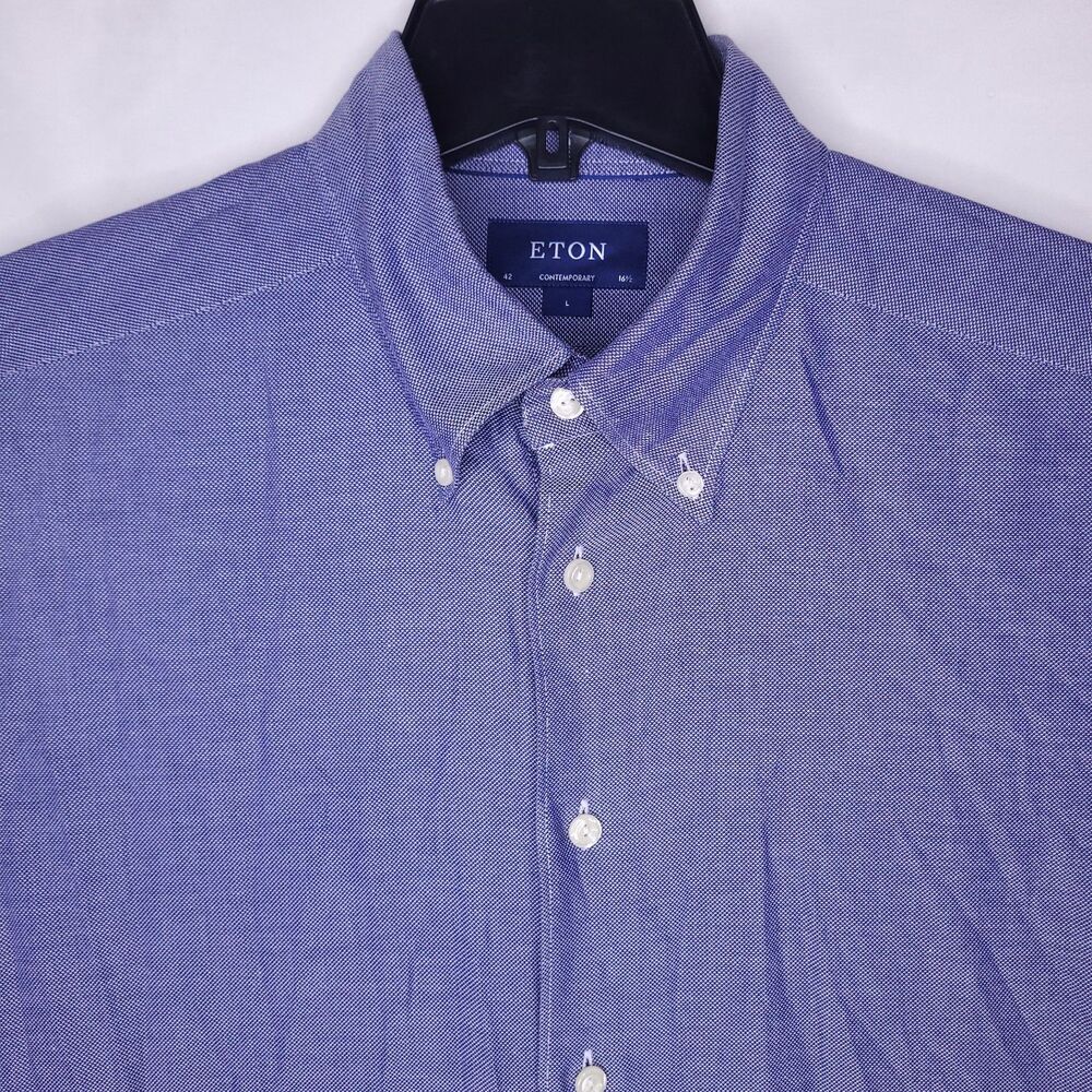 Eton Dress Shirt Mens 16.5 Blue Contemporary Cotton